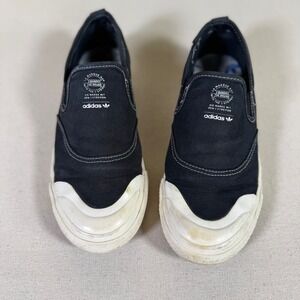 Adidas Nizza Slip-On Black White Canvas Sneakers Mens 5 Womens 6.5
